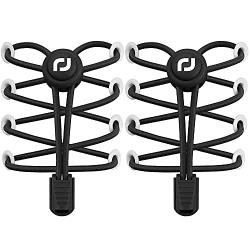 RJ-Sport Schnürsenkel-Elastische Schnürsenkel mit Schnellverschluss Schnürsenkel Schnellschnürsystem für Einzigartigen Komfort und Starken Halt (Schwarz+Schwarz) von RJ-Sport