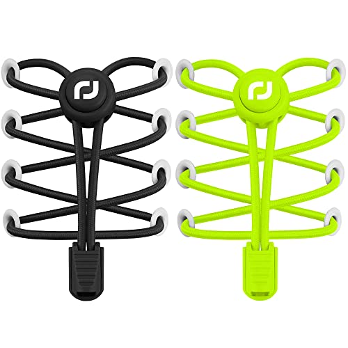 RJ-Sport Schnürsenkel-Elastische Schnürsenkel mit Schnellverschluss Schnürsenkel Schnellschnürsystem für Einzigartigen Komfort und Starken Halt (Schwarz + Gelb) von RJ-Sport