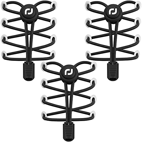 RJ-Sport Schnürsenkel-Elastische Schnürsenkel mit Schnellverschluss Schnürsenkel Schnellschnürsystem für Einzigartigen Komfort und Starken Halt (Schwarz *3) von RJ-Sport