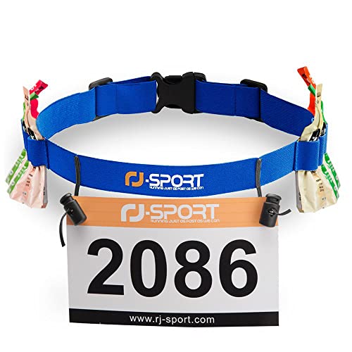RJ-Sport Triathlon Startnummernband Laufgurt mit Nummernhalter & 6 Gel-Halter für Joggen Radfahren Marathons (Blua) von RJ-Sport