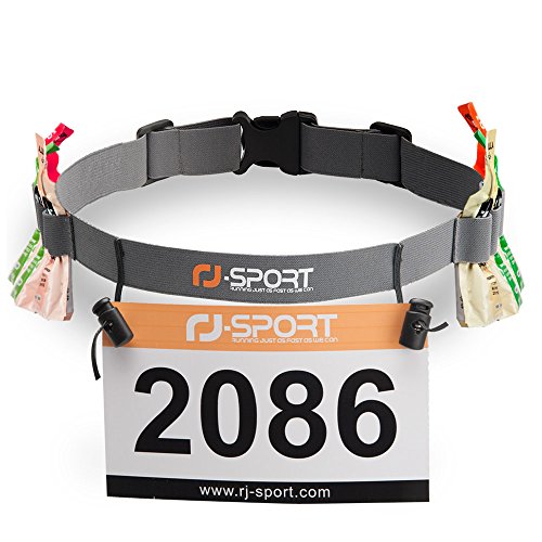 RJ-Sport Triathlon Startnummernband Laufgurt mit Nummernhalter & 6 Gel-Halter für Joggen Radfahren Marathons (Grua) von RJ-Sport