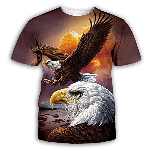 RKWEI Herren T-Shirt 3D Adler Druck Frauen Kurzarm Tops Bluse Tee Persönlichkeit Neuheit Casual Sommer Quick Dry Jungen und Mädchen von RKWEI