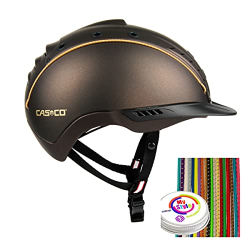 Reithelm MISTRALL-2 Casco Dunkelbraun L-XL (60-63cm) + MyStyle Wechselstreifen Casco orange Reflex Größe 2 von RL24