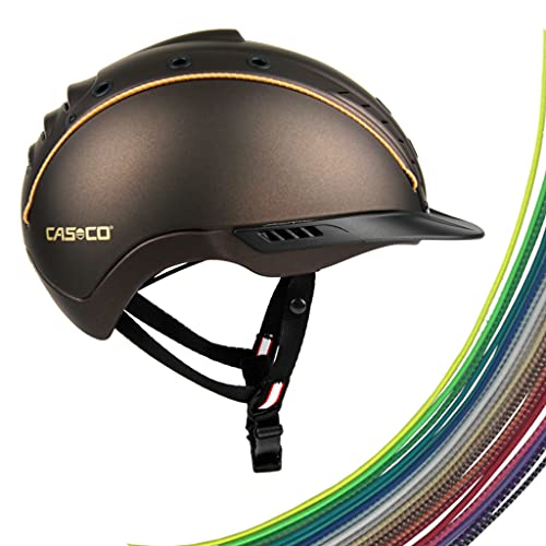 Reithelm MISTRALL-2 Casco Dunkelbraun S-M (55-57cm) + MyStyle Wechselstreifen Casco hellblau Reflex Größe 1 von RL24
