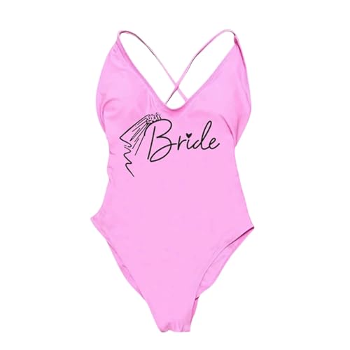 RLFOGQES Bikini Damen Gepolstert EIN Stück Badeanzug Briefdruck Bikini Bikini Badeanzug Sommerbodysuit-Dblack170B-P-S von RLFOGQES
