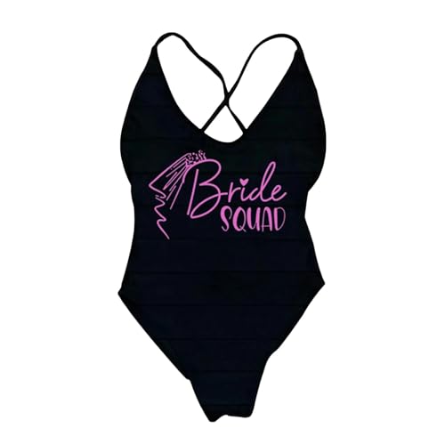 RLFOGQES Bikini Damen Gepolstert EIN Stück Badeanzug Briefdruck Bikini Bikini Badeanzug Sommerbodysuit-Dp170-Schwarz-S von RLFOGQES