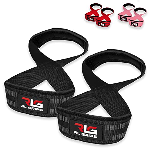 RL Grips™ Figure 8 Straps, 8 Straps, Gewichthebergurte, Powerlifting, Gym-Griffe, Leergewicht, Trainingsbänder (schwarz) von RLG RL GRIPS