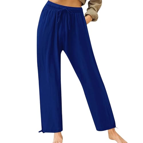 Meine Bestellungen Kurze Hosen Damen Sommer Kurze Hosen Damen Yoga Pants Einfarbig Stretch Chino Hose Elastische Taille High Waist Freizeithose Baumwoll Leinen 7/8 Hosen Y2K Hose (Dunkelblau, Xl) von RMBLYfeiye