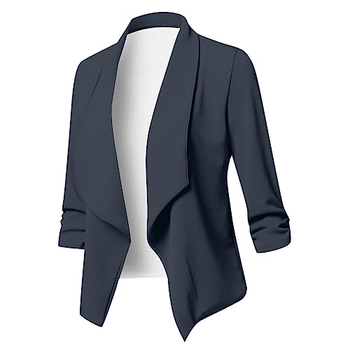 RMBLYfeiye Oberteile Damen Herbst Cardigan Elegant Boho Kleidung Einfarbiges 3/4 Ärmel Dünne Jacke Spreizkragen Strickjacke Vorne Offen Leicht Übergangsjacke Herren von RMBLYfeiye