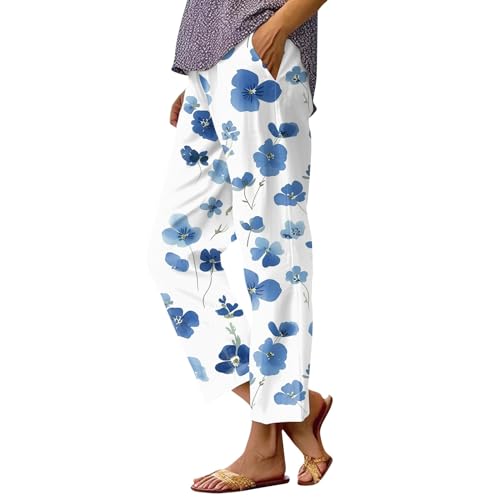 RMBLYfeiye Retourenkauf-70-99-Günstiger Leinenhose Damen Leder Leggings Damen Pyjama Hosen Damen Rote Hose Damen Anzughose Damen Elegant Flowy Streetwear (Weiß, L) von RMBLYfeiye