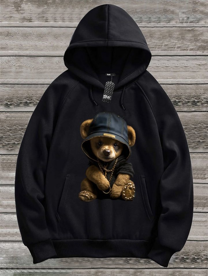 RMK Hoodie Herren Pullover Pulli Kapuzenpullover Sweatshirt Gangster Teddy Bär mit lizenziertem Print, mit Kapuze von RMK