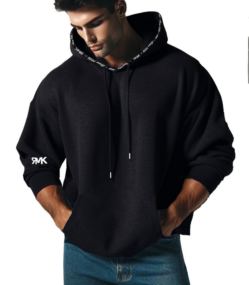 RMK Hoodie Herren Kapuzenpullover Pullover Sweater Langarmshirt Einfarbig in Unifarben, mit Kapuze von RMK