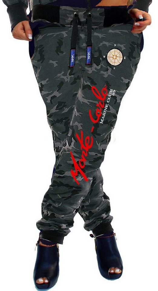 RMK Jogginghose Jogginghose Damen Trainingshose Fitnesshose Camouflage Uni Sweatpants elastischer Bund von RMK