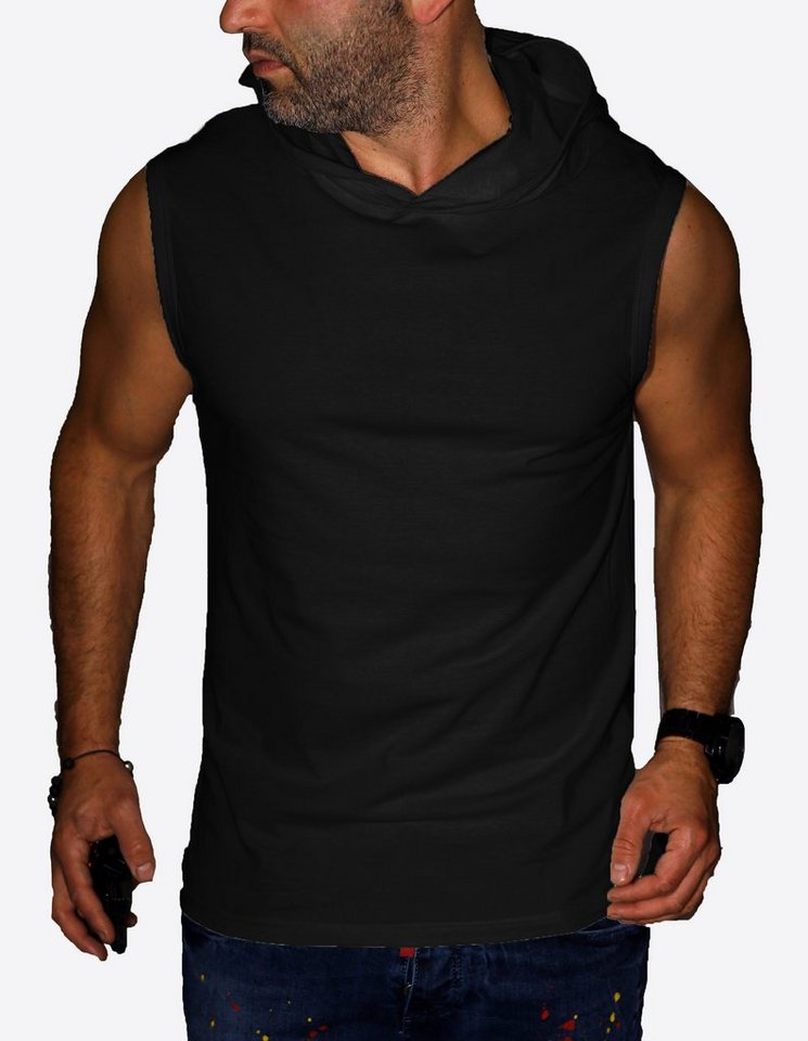 RMK T-Shirt Herren Tanktop Muscleshirt Muskelshirt Gym Rip Shirt Fitness Ärmellos mit Kapuze, in Unifarbe von RMK