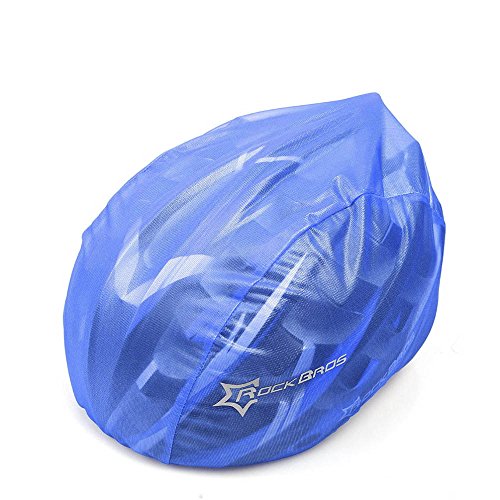 2 Stück Helmüberzug in BLAU für Fahrradhelm - Schutz vor Regen, Wind, Sonne | reflektierendes Logo für Sicherheit | wasserdichter Regenüberzug | Helmschutz Kordelzug größenverstellbar (2 Stück blau) von ROCKBROS