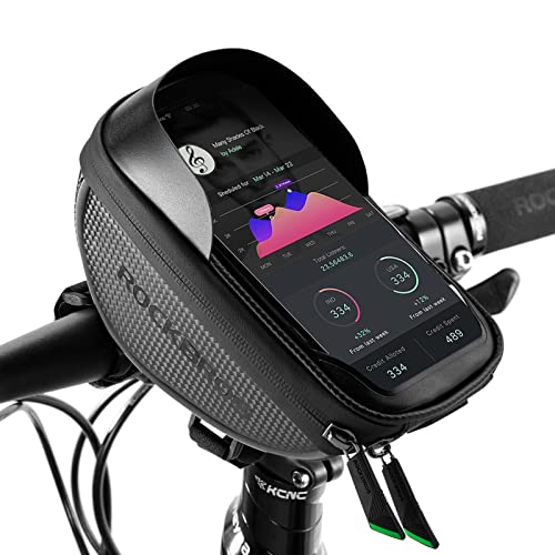 ROCKBROS Fahrrad Lenkertasche Fahrradtasche Lenker wasserdichte Handyhalterung für Smartphone bis zu 6.5 Zoll Empfindlicher Touchscreen von ROCKBROS