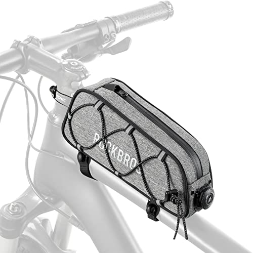ROCKBROS Road-to-Sky Fahrrad Rahmentasche Wasserabweisend Oberrohrtasche 0,7L Reflektierend Fahrradtasche für Rahmen Tasche für MTB/Rennrad/Gravelbike Grau von ROCKBROS