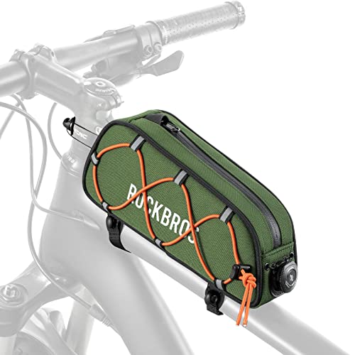 ROCKBROS Road-to-Sky Fahrrad Rahmentasche Wasserabweisend Oberrohrtasche 0,7L Reflektierend Fahrradtasche für Rahmen Tasche für MTB/Rennrad/Gravelbike Grün von ROCKBROS