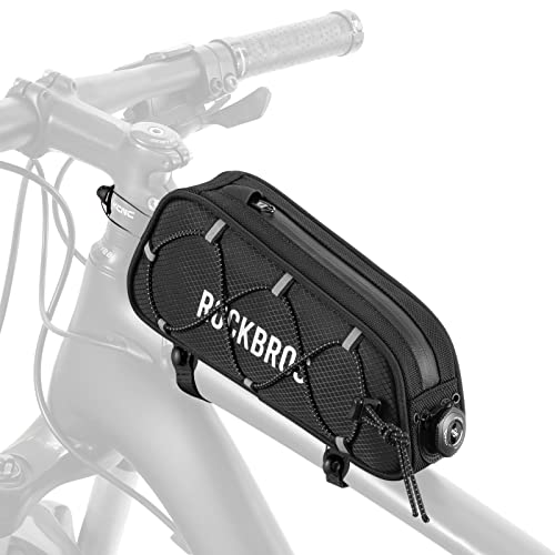 ROCKBROS Road-to-Sky Fahrrad Rahmentasche Wasserabweisend Oberrohrtasche 0,7L Reflektierend Fahrradtasche für Rahmen Tasche für MTB/Rennrad/Gravelbike Schwarz von ROCKBROS