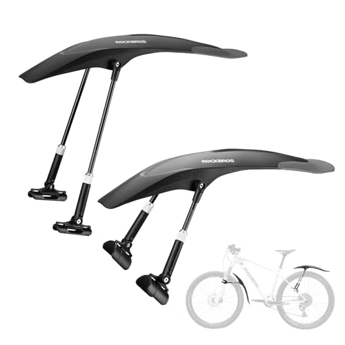 ROCKBROS Fahrrad Schutzbleche Set Vorne+Hinten Fahrradschutzblech Verstellbare Universale Flexible Steckschutzbleche mit Streben 26-29 Zoll Räder Innovativ Montage für MTBs Citybikes Rennräder von ROCKBROS