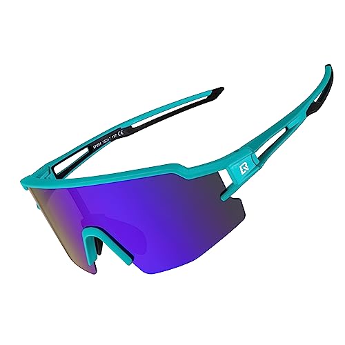 ROCKBROS Fahrradbrille Polarisierte Sonnenbrille Outdoor Sport UV400 Sportbrille Herren Damen Radfahren Blau von ROCKBROS