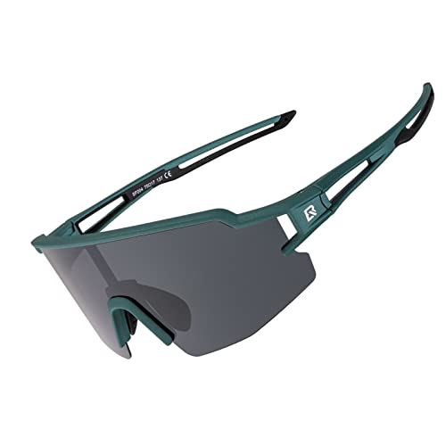 ROCKBROS Fahrradbrille Polarisierte Sonnenbrille Outdoor Sport UV400 Sportbrille Herren Damen Radfahren Grün von ROCKBROS