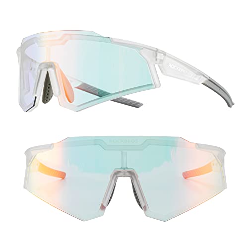ROCKBROS Fahrradbrille Sportbrille Photochrome Sonnenbrille Schutzbrille Selbsttönend UV400 Schutz Outdoor Radsport Wandern Angeln Laufen für Damen und Herren von ROCKBROS