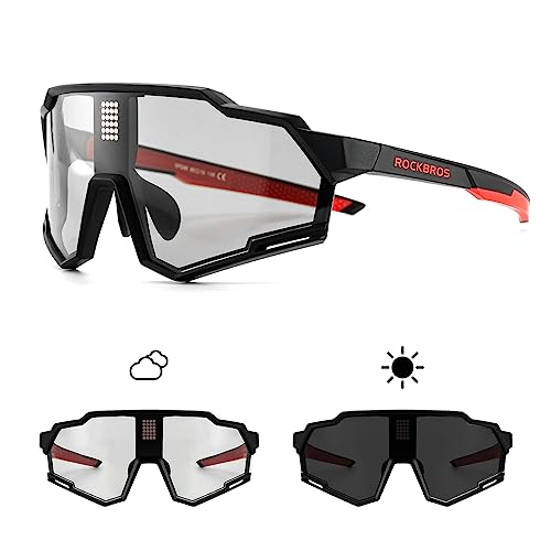 ROCKBROS Fahrradbrillen Selbsttönend + Polarisiert, Intelligente Fahrrad Sonnenbrille Sportbrille Damen Herren UV400 Schutz TR90 von ROCKBROS