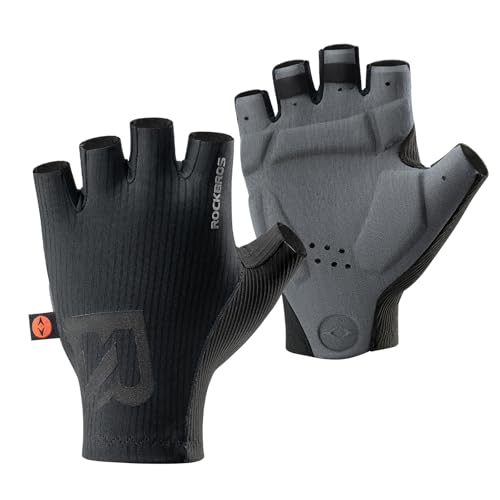 ROCKBROS Fahrradhandschuhe Halbfinger Herren & Damen, Atmungsaktive & Stoßdämpfende Radhandschuhe mit ergonomischer 3D-Polsterung für MTB, Rennrad, Gravel & Fitness von ROCKBROS