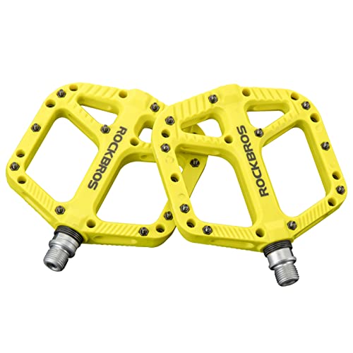 ROCKBROS Fahrradpedale 9/16 Zoll, Leichte & stabile Plattformpedale mit Anti-Rutsch Pins, Gleitlager & Kugellager-Kombination, Ideal für MTB, Rennrad, Gravel & Alltagsrad von ROCKBROS