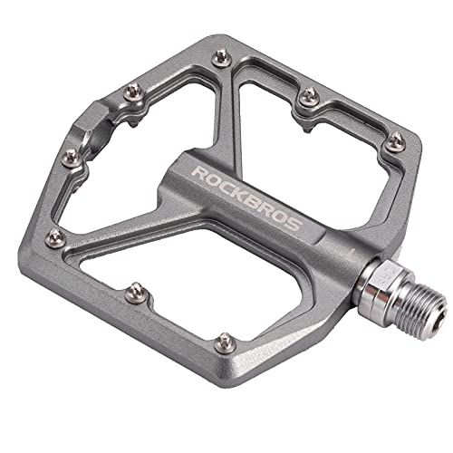 ROCKBROS Fahrradpedale, CNC-Gefräste 9/16-Zoll Flat Pedale aus Aluminium, Flachpedale mit Rutschfester Plattform & Cr-Mo-Stahlachse für MTB, Rennrad, Gravel & Trekkingbike von ROCKBROS