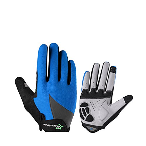 ROCKBROS Frühling/Herbst Handschuhe Fahrrad Vollfingerhandschuhe Atmungsaktiv Ultralleicht und Sanft (Blau, XL) von ROCKBROS