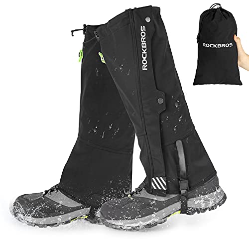 ROCKBROS Gamaschen Wasserdicht Warm Regengamaschen Schnee Gaiters zum Outdoor Wandern, Schneewandern und Klettern Herren Damen S-3XL von ROCKBROS