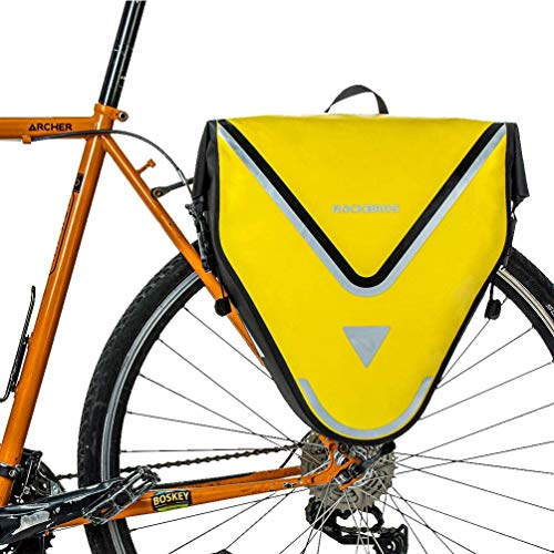 ROCKBROS Fahrrad Gepäckträgertasche Fahrradtasche 100% wasserdichte Transporttasche Hinterradtaschen mit Schultergurt 20L Gelb/Schwarz Gold von ROCKBROS