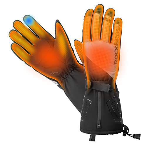 ROCKBROS Handschuhe Beheizbare Fahrradhandschuhe Winterhandschuhe Thermohandschuhe für Winterskifahren, Radfahren, Motorradfahren Damen/Herren L von ROCKBROS
