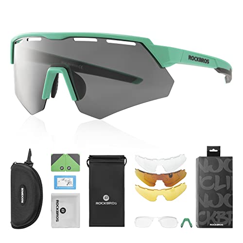 ROCKBROS Polarisierte Fahrradbrille mit 4 Wechselgläser Sonnenbrille Sportbrille für Damen Herren von ROCKBROS
