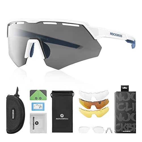 ROCKBROS Polarisierte Fahrradbrille mit 4 Wechselgläser Sonnenbrille Sportbrille für Damen und Herren von ROCKBROS