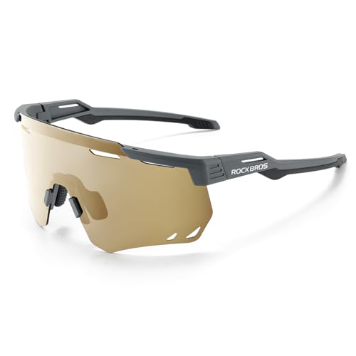 ROCKBROS Polarisierte Sonnenbrille Fahrradbrillen Damen Herren TR90-Rahmen für Radfahren Laufen Angeln Radbrille Grau von ROCKBROS