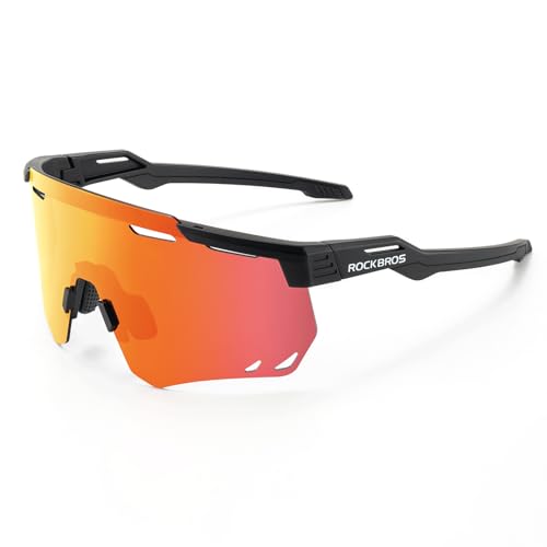 ROCKBROS Polarisierte Sonnenbrille Fahrradbrillen Damen Herren TR90-Rahmen für Radfahren Laufen Angeln Radbrille Schwarz von ROCKBROS