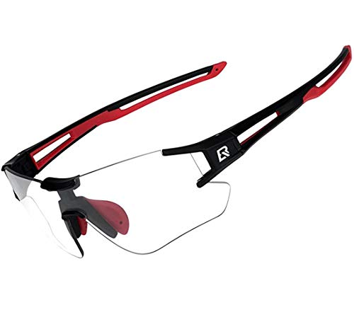ROCKBROS Fahrradbrille Selbsttönend für Damen Herren, Photochrome Radsportbrille Sonnenbrille mit UV400 Schutz Transprante Gläser für Outdoorsports von ROCKBROS