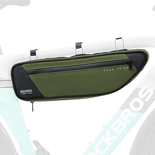 ROCKBROS Road-to-Sky Fahrrad Rahmentasche Reflektierende Wasserabweisende Fahrradtasche für Rahmen 2L Dreieckstasche für MTB/Rennrad/Gravelbike Grün von ROCKBROS