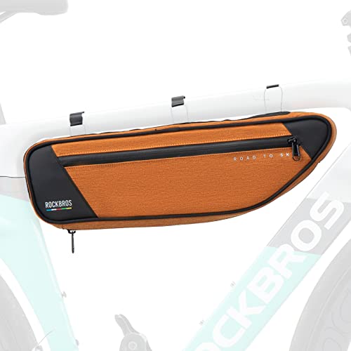 ROCKBROS Road-to-Sky Fahrrad Rahmentasche Reflektierende Wasserabweisende Fahrradtasche für Rahmen 2L Dreieckstasche für MTB/Rennrad/Gravelbike Orange von ROCKBROS