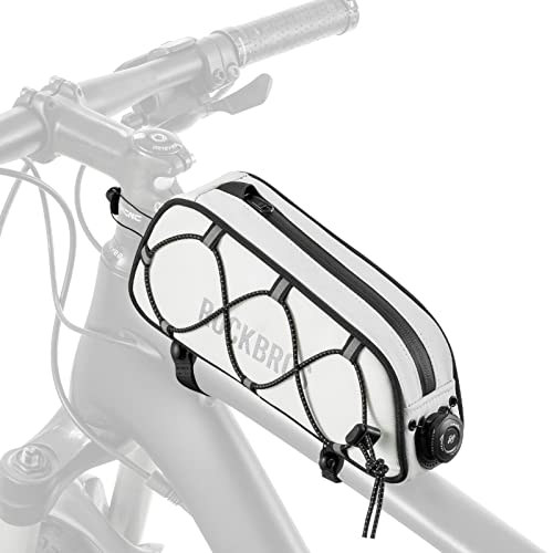 ROCKBROS Road-to-Sky Fahrrad Rahmentasche Wasserabweisend Oberrohrtasche 0,7L Reflektierend Fahrradtasche für Rahmen Tasche für MTB/Rennrad/Gravelbike Weiß von ROCKBROS