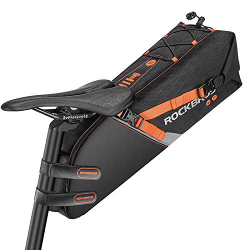 ROCKBROS Satteltasche Fahrrad wasserdichte Fahrradtasche Fahrradsitztasche für Mountainbike Rennrad Schwarz Orange von ROCKBROS