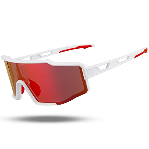 ROCKBROS Sonnenbrille Polarisierte Fahrradbrille mit UV400 Schutz Winddicht Sportbrille für Radfahren Autofahren Golf Angeln Unisex Erwachsene Weiß/Grau von ROCKBROS