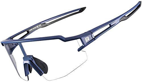 ROCKBROS Sport Sonnenbrille für Männer und Frauen, Photochromatische Fahrradbrille Sportbrille UV-Schutz Radfahren Brille Blau von ROCKBROS
