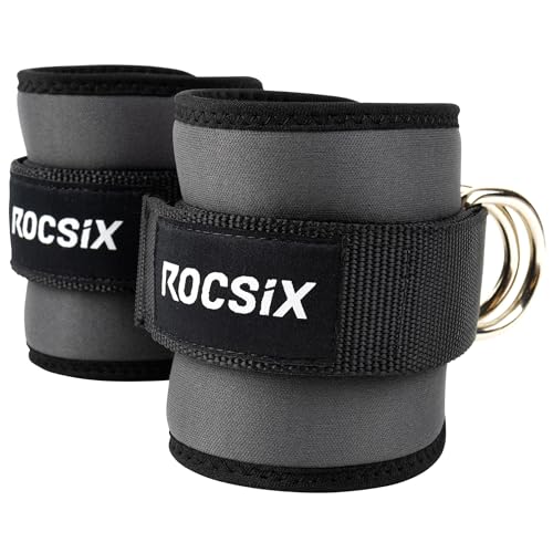 ROCSIX - (1Paar Fussschlaufen Kabelzug, verstellbare Fußmanschetten Gym, gepolsterte Fußschlaufen Kabelzug für das Training am Kabelzug, Seilzug, Kabelturm Fußschlaufe, Kickbacks Fuschlaufe von ROCSIX