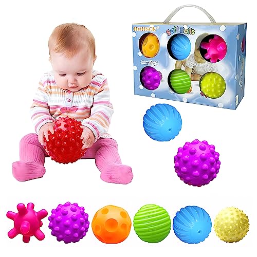 ROHSCE 6pcs Baby Textured Multi Ball Set Infant Sensory Balls Massage Soft Ball von ROHSCE