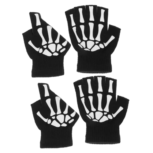 ROMISBABA 2 Paar Reithandschuhe Fahrrad Skeletthandschuhe Outdoor Sporthandschuhe Halbfingerhandschuhe Fahrradhandschuhe Mountainbike Handschuhe Totenkopfhandschuhe von ROMISBABA