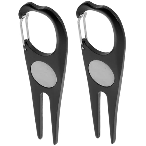 ROMISBABA 2 Stück Golf Divot Repair Tool Tragbare Fairway Fork aus Dekorativer Golf Ball Marker Kompaktes Golfzubehör für Präzise Pitchgabel Reparatur und Spielfeldpflege von ROMISBABA